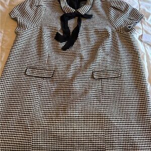 ModCloth Black and White Houndstooth Dress with Black Trim